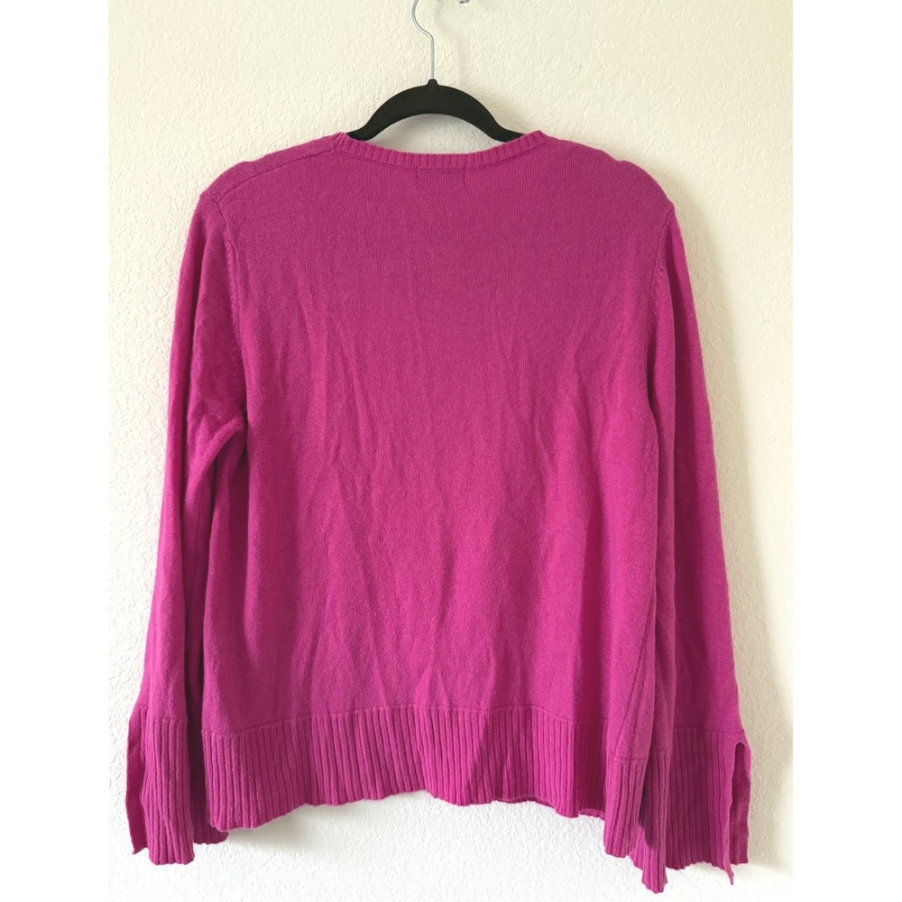 Bianco Blu Italy Women's Pink Crew Neck Long Sleeve Split Hem Sweater Size L - Picture 2 of 5